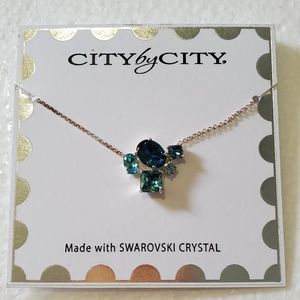 City by City Swarovski Crystal blue stone necklace
